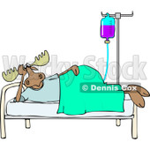 Clipart of a Hospital Patient Moose Resting in a Bed with an Iv - Royalty Free Vector Illustration © djart #1244189