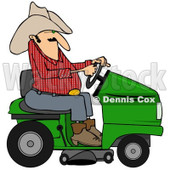 Clipart of a Cowboy Riding a Lawn Mower - Royalty Free Illustration © djart #1244355