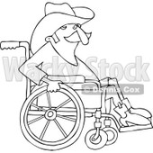 Clipart of a Black and White Senior Cowboy in a Wheelchair - Royalty Free Vector Illustration © djart #1244357