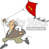 Clipart of Benjamin Franklin Running with a Kite - Royalty Free Vector Illustration © djart #1244358