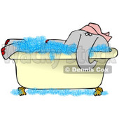Clipart of a Female Elephant Soaking in a Bath Tub - Royalty Free Illustration © djart #1251011