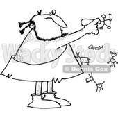 Clipart of a Black and White Caveman Drawing on a Wall - Royalty Free Vector Illustration © djart #1251015
