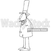 Clipart of Black and White Abraham Lincoln Standing with His Hands Behind His Back - Royalty Free Vector Illustration © djart #1253034