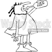 Clipart of a Black and White Caveman Drinking Wine from a Bottle - Royalty Free Vector Illustration © djart #1253036