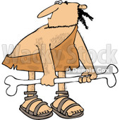 Clipart of a Hairy Caveman Carrying a Big Bone - Royalty Free Vector Illustration © djart #1255027