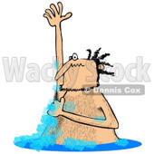 Clipart of a Hairy Man Lathering up and Bathing in a Stream - Royalty Free Illustration © djart #1256072