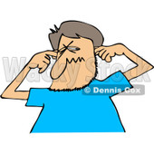 Clipart of a Cartoon Caucasian Man Plugging His Ears - Royalty Free Vector Illustration © djart #1256640