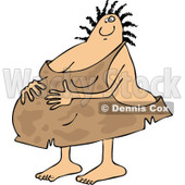 Clipart of a Pregnant Cavewoman Holding Her Belly - Royalty Free Vector Illustration © djart #1258132