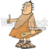 Clipart of a Hairy Caveman Holding a Club and Thumb up - Royalty Free Vector Illustration © djart #1258135
