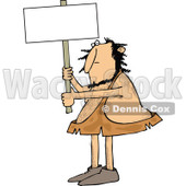 Clipart of a Hairy Caveman Holding up a Blank Sign - Royalty Free Vector Illustration © djart #1258136
