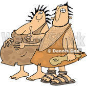 Clipart of a Happy Expecting Pregnant Caveman Couple - Royalty Free Vector Illustration © djart #1258137