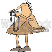 Clipart of a Hairy Caveman Taking Pictures - Royalty Free Vector Illustration © djart #1261823