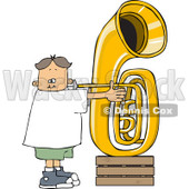 Clipart of a White Boy Playing a Tuba - Royalty Free Vector Illustration © djart #1263501