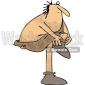 Clipart of a Hairy Caveman Putting Shoes on - Royalty Free Vector Illustration © djart #1264574