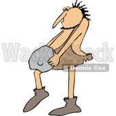 Clipart of a Hairy Caveman Carrying a Rock - Royalty Free Vector Illustration © djart #1264575