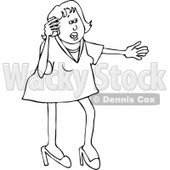 Clipart of a Black and White Woman Gesturing and Explaining on a Telephone - Royalty Free Vector Illustration © djart #1270292