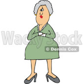 Clipart of a White Stern or Angry Senior Woman with Folded Arms - Royalty Free Vector Illustration © djart #1270296