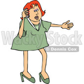 Clipart of a White Woman Gesturing and Explaining on a Telephone - Royalty Free Vector Illustration © djart #1270297