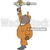 Clipart of a Black Worker Man Plumber Turning a Valve - Royalty Free Vector Illustration © djart #1272917