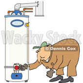 Clipart of a White Worker Man Bending over and Checking a Water Heater - Royalty Free Vector Illustration © djart #1272920