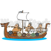 Clipart of Viking Men Geared for War and Sailing on a Boat - Royalty Free Illustration © djart #1273860