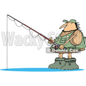Clipart of a Hairy Fishing Caveman with Gear - Royalty Free Vector Illustration © djart #1275533