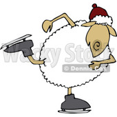 Clipart of a Winter Sheep Ice Skating - Royalty Free Vector Illustration © djart #1278099