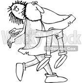Clipart of a Hairy Caveman Carrying a Woman over His Shoulder - Royalty Free Vector Illustration © djart #1279577