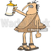 Clipart of a Hairy Caveman Cheering with a Beer Stein - Royalty Free Vector Illustration © djart #1279578