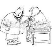 Cartoon Clipart of a Black and White Chubby Male Doctor Listening to a Male Patient's Heart - Royalty Free Vector Illustration © djart #1281216