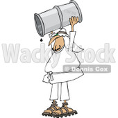 Clipart of an Arab Man Holding up a Crud Oil Barrel and Pouring out the Last Drop - Royalty Free Vector Illustration © djart #1282612
