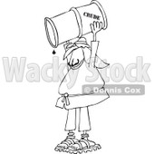 Clipart of a Black and White Arab Man Holding up a Crud Oil Barrel and Pouring out the Last Drop - Royalty Free Vector Illustration © djart #1282613