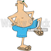 Clipart of a Senior Caucasian Man Dancing in Swim Trunks - Royalty Free Vector Illustration © djart #1283176