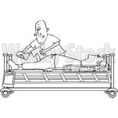 Clipart of a Black and White White Male Nurse Helping a Guy Patient Stretch for Physical Therapy Recovery in a Hospital Bed - Royalty Free Vector Illustration © djart #1283187