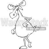 Clipart of a Black and White Moose Walking Upright and Farting - Royalty Free Vector Illustration © djart #1287480