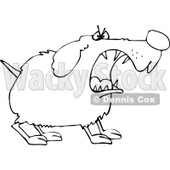Clipart of a Tough Black and White Dog Barking - Royalty Free Vector Illustration © djart #1289682