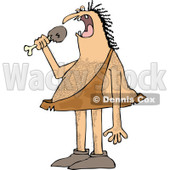 Clipart of a Hairy Caveman Eating a Meat Drumstick - Royalty Free Vector Illustration © djart #1289686