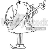 Clipart of a Black and White Angry Cupid Holding up His Middle Finger - Royalty Free Vector Illustration © djart #1290749