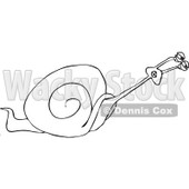 Clipart of a Slow Black and White Snail Struggling to Move Faster - Royalty Free Vector Illustration © djart #1290762