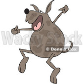 Clipart of a Happy Brown Spotted Dog Jumping for Joy - Royalty Free Vector Illustration © djart #1290838
