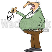 Clipart of a Chubby Senior Caucasian Man Talking and Holding His Glasses - Royalty Free Vector Illustration © djart #1290839