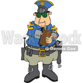 Clipart of a Caucasian Male Police Officer Writing a Ticket - Royalty Free Vector Illustration © djart #1291135