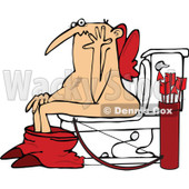Cartoon Clipart of a Chubby Bald Valentine Cupid Caught on the Toilet - Royalty Free Vector Illustration © djart #1291606