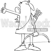 Cartoon Clipart of a Black and White Bald Male Hitchhiking Cupid - Royalty Free Vector Illustration © djart #1291609