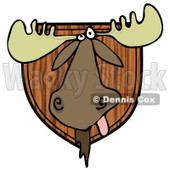 Clipart of a Trophy Hunting Moose Head Mounted on Wood - Royalty Free Illustration © djart #1292390
