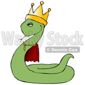 Proud Green King Snake in a Robe and Crown Clipart Illustration © djart #12928