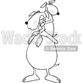 Clipart of a Black and White Happy Father Dog Carrying His Pup on His Shoulders - Royalty Free Vector Illustration © djart #1292857