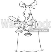 Clipart of a Blindfolded Black and White Lady Justice Moose Holding a Sword and Scales - Royalty Free Vector Illustration © djart #1292863