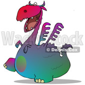 Clipart of a Gradient Colorful Dragon Walking to the Left, with a Shadow - Royalty Free Illustration © djart #1293833