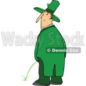 Clipart of a St Patricks Day Leprechaun Looking Back over His Shoulder and Peeing Green - Royalty Free Vector Illustration © djart #1293835